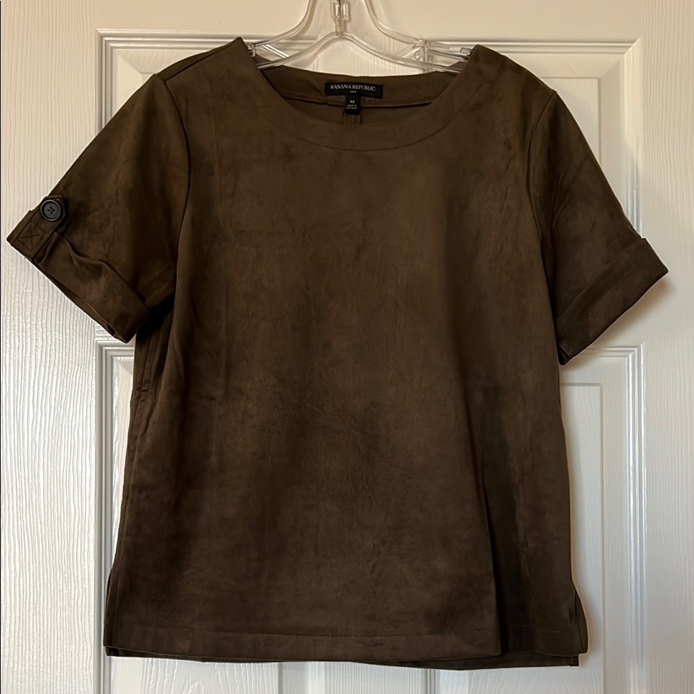 Ann Taylor Dark Brown Buttoned Sleeve Blouse - NWOT